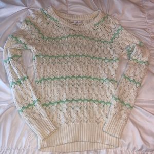 Cream and Mint Lace Sweater